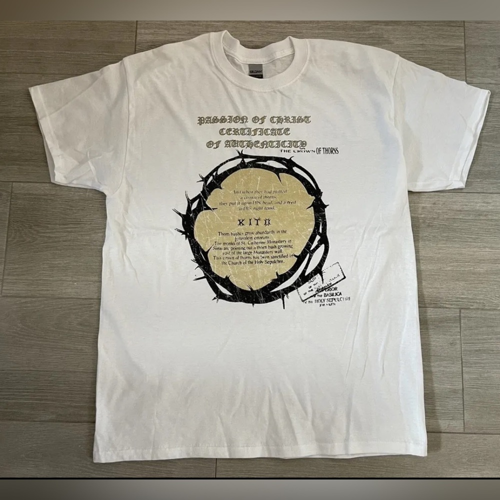 Men's Kito Wares PASSION OF the CHRIST LOW White Tee T-Shirt Size L Large NEW